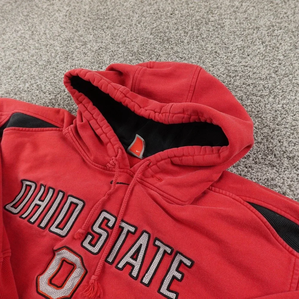 VTG Ohio State Buckeyes Hoodie Mens L‎ Red NCAA Football Nike Sweatshirt Y2K 00s